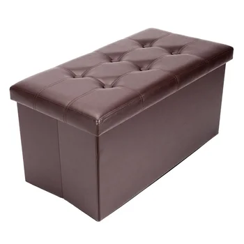 

Multifunctional Foldable Ottoman Storage Stool Waterproof Leather Footstool Storage Box Large Sofa Chair Bench Box US Warehouse