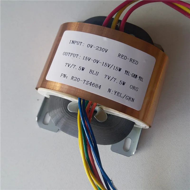 230V (R20-TS4684) 15V-0-15V 0.5A 2*7V 1.06A трансформатор R Core R20 30VA изготовленный на заказ трансформатор 220 V/230 V медный щит для предварительного усилителя питания - Цвет: 230V (R20-TS4684)