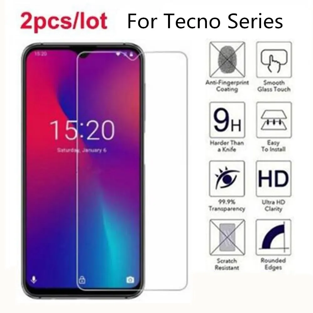 Закаленное стекло для Tecno Camon 11 pro 11S 2.5D Premium Защитная пленка экрана на 12 2S Spark 3 16 1 2