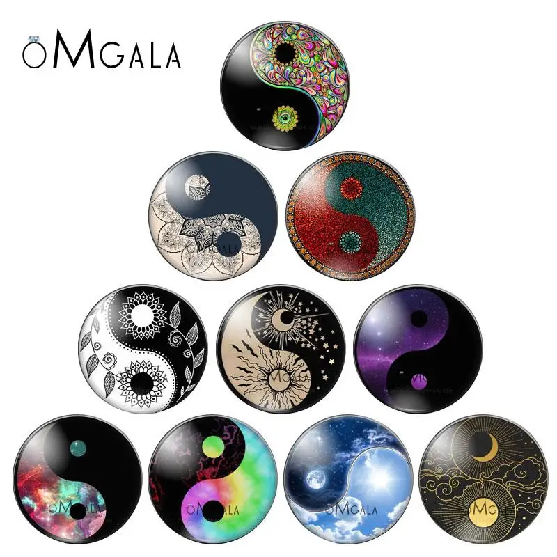 Рисунки Yin Yang Tai Chi солнце и луна 10 мм/12 мм/16 мм/18 мм/25 мм круглые фото стеклянные