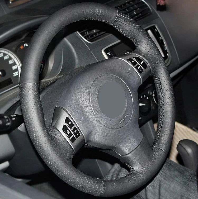 Черный кожаный прошитый вручную чехол рулевого колеса автомобиля для Suzuki SX4 Alto Old