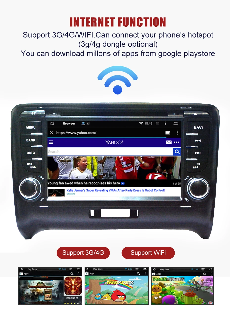 KANOR 2 Din Android 9,0 2+ 16g Автомобильный мультимедийный dvd-плеер для Audi TT Авторадио Стерео bluetooth-гарнитура gps навигация