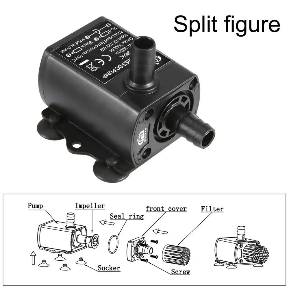 Water Pump Mini 5V 4.8W Ultra-stille Borstelloze Waterdichte Dompelpompen Fontein Aquarium Circulerende 300L/H Lift usb