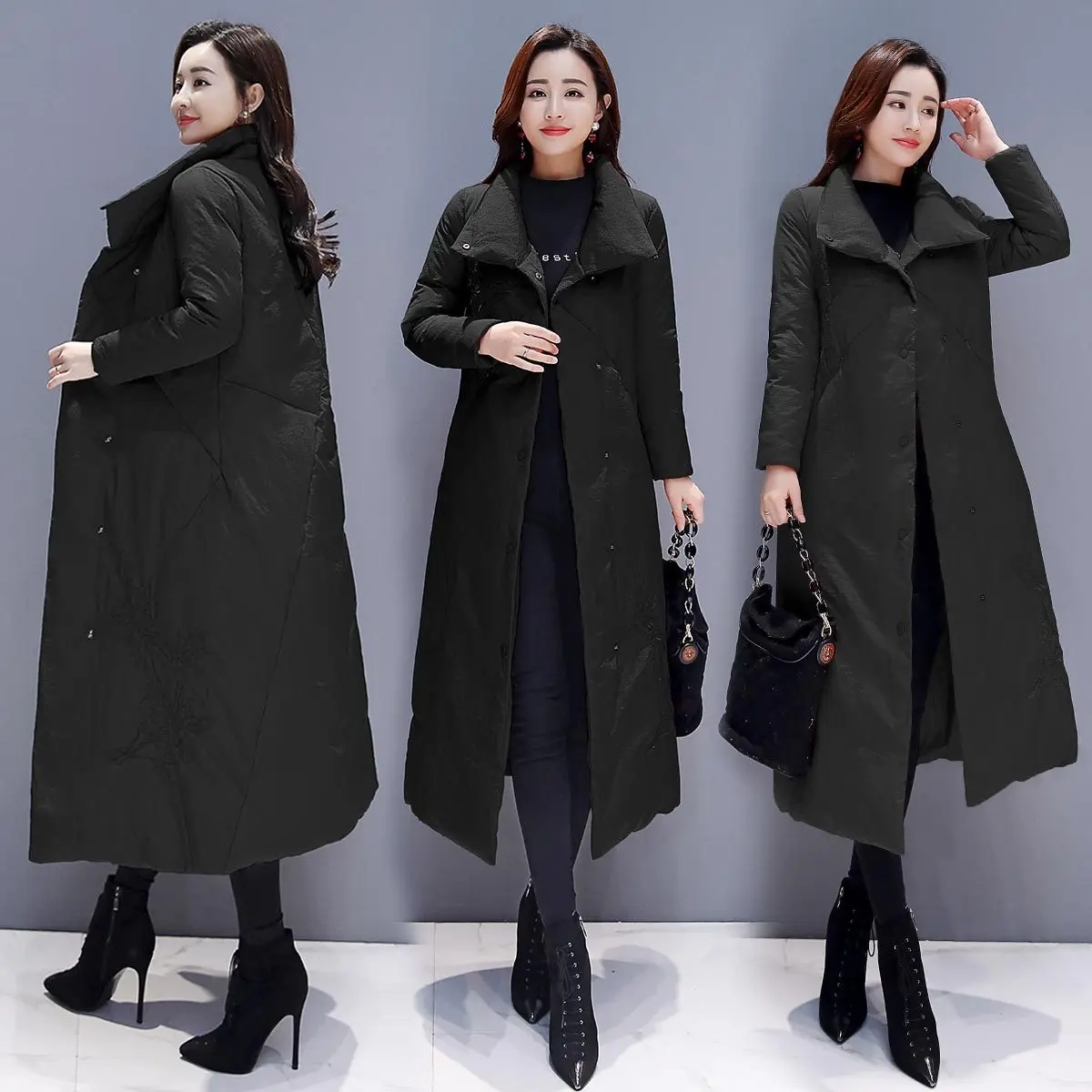 

Solid Color Mid-length Slim Fit Long Sleeve Fashion Warm 2019 Winter Commuting Cotton-padded Clothes Cotton Coat