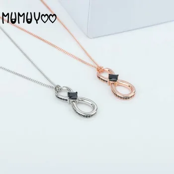

2020 new high quality fashion simple charm 8 word necklace digital women necklace black crystal eternal love necklace women