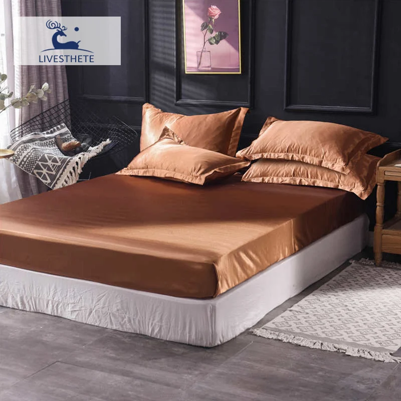 Liv-Esthete, 1 шт., простыня, сатин, шелк, роскошный наматрасник, кофейная простыня, эластичная лента, одноцветная, для взрослых, резинка, лист