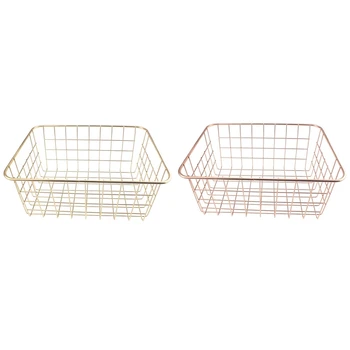 

Nordic Style Metal Wire Storage Basket Cosmetic Organizer Holder Home Office Desk Toiletry Collection Bathroom Shelf