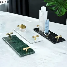 Natuurlijke Marmeren Trays Decoratieve Gouden Handvat Badkamer Plank Kaptafel Cosmetica Sieraden Organizer Tray Woondecoratie