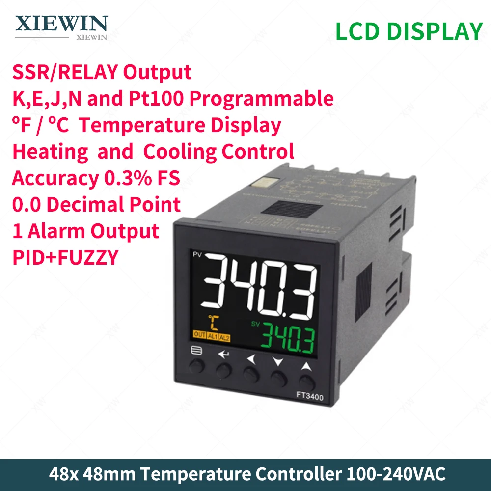 Salida de retransmisión SSR K J Pt100 PID Termostato DIN AC 100-240V Regulador De Temperatura 
