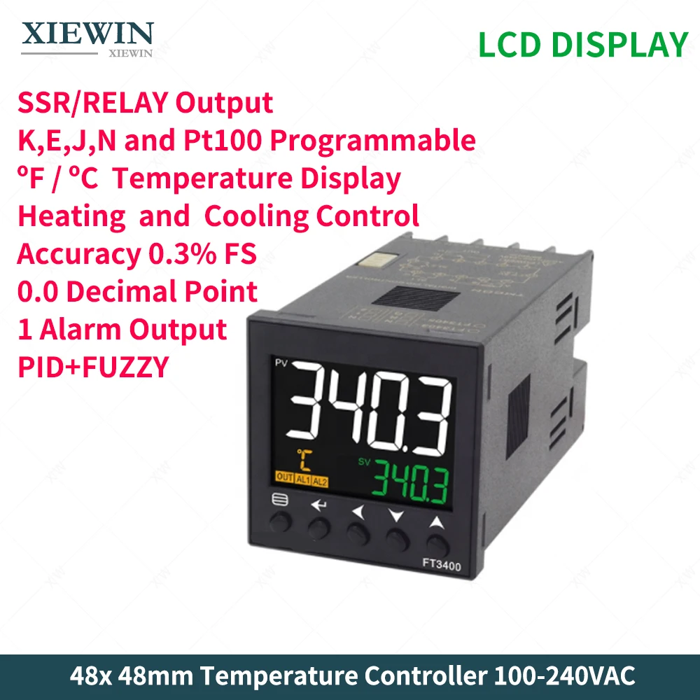 

Free Shipping 48mm Relay SSR Output K J Pt100 Input PID temperature Controller AC100-240V 0.3 class thermostat controller