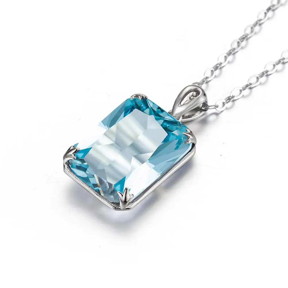 Szjinao Real 925 Sterling Silver Aquamarine Pendant For Women Gemstone Necklace Pendants Viking Handmade Undefined Fine Jewelry pendant necklace silver necklace silver pendant silver necklace charms