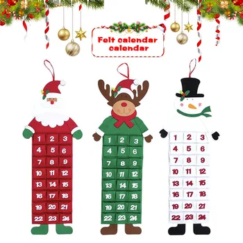 

Felt Christmas Advent Calendar with Pockets Santa/Reindeer/Snowman Home Wall Decor LAD-sale