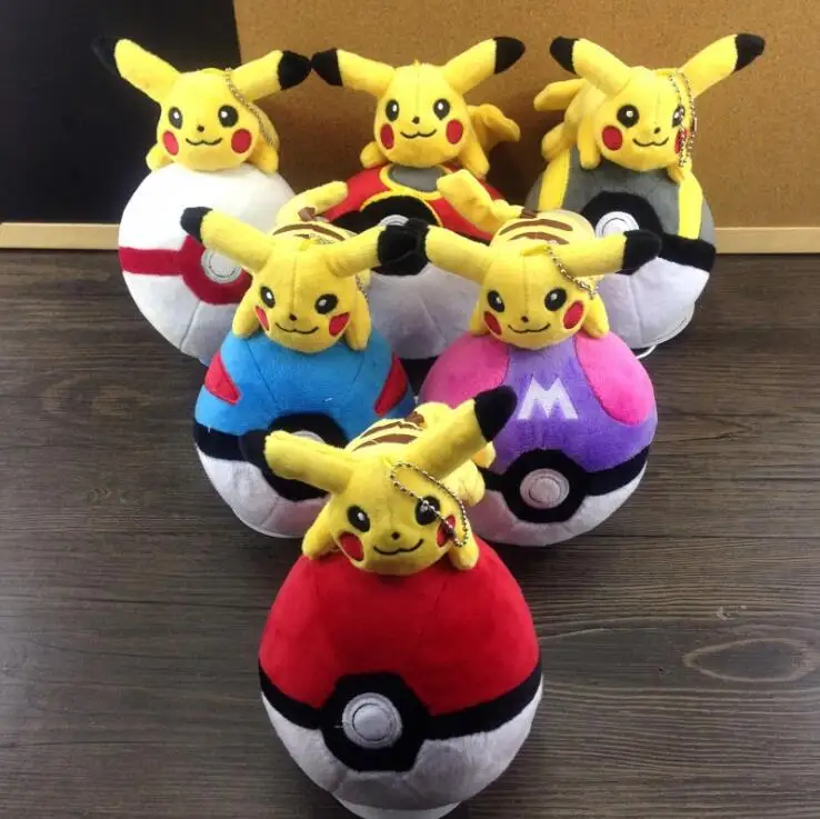 

3D Cartoon Cute pokemon plush key chain Bell Key Chain Handbag Key Ring Toy Pendant Phone Straps Gift Fashion Trinkets
