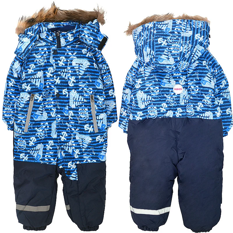 Детский цельный лыжный костюм бархатный стеганый костюм с хлопковой подкладкой ветронепроницаемая непромокаемая обувь для мужчин и женщин слипы для малышей лыжный костюм - Цвет: Сиренево-синего цвета