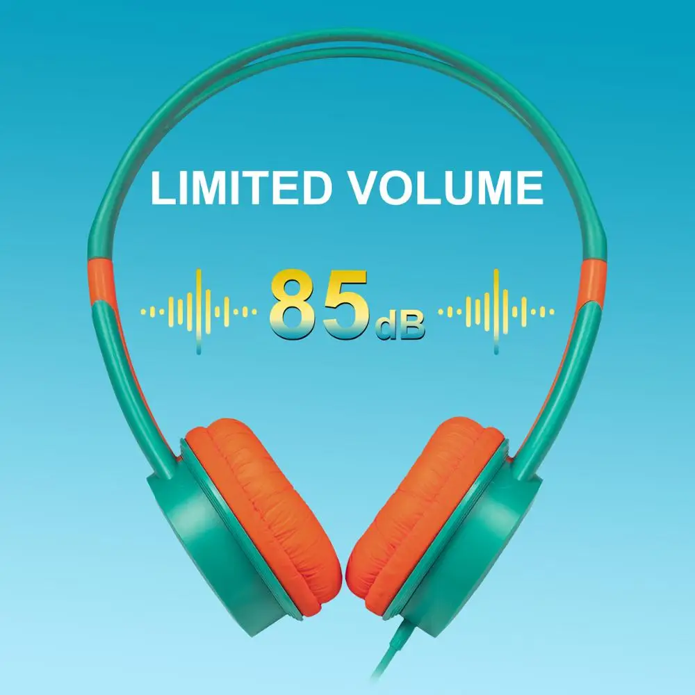 Kids Headphones Wired On Ear Headset with Microphone 85dB Volume Limited Hearing Protection Headset for Girls Boys IOS Android