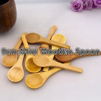 

100pcs/lot 9CM 10 CM Mini Wooden Bamboo Spoon Lovely Seasoning Spoon Ice Cream Spoon
