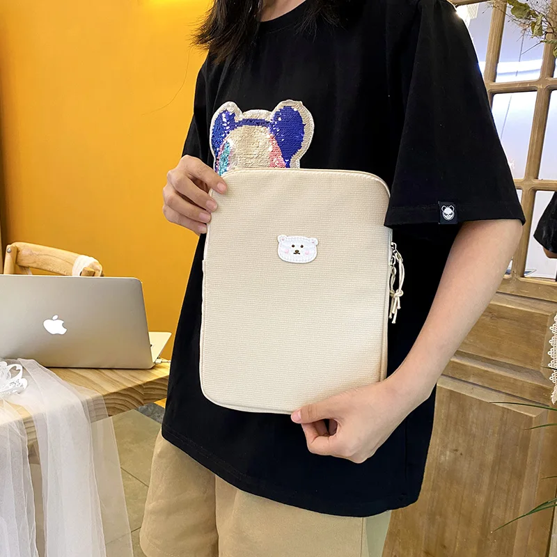 13 Inch Cute Cat Laptop Sleeve Bag For Mac Ipad Pro15 inch Thick Cotton Laptop Tablet Inner Case Keyboard Ipad Air 4 10.5 inch
