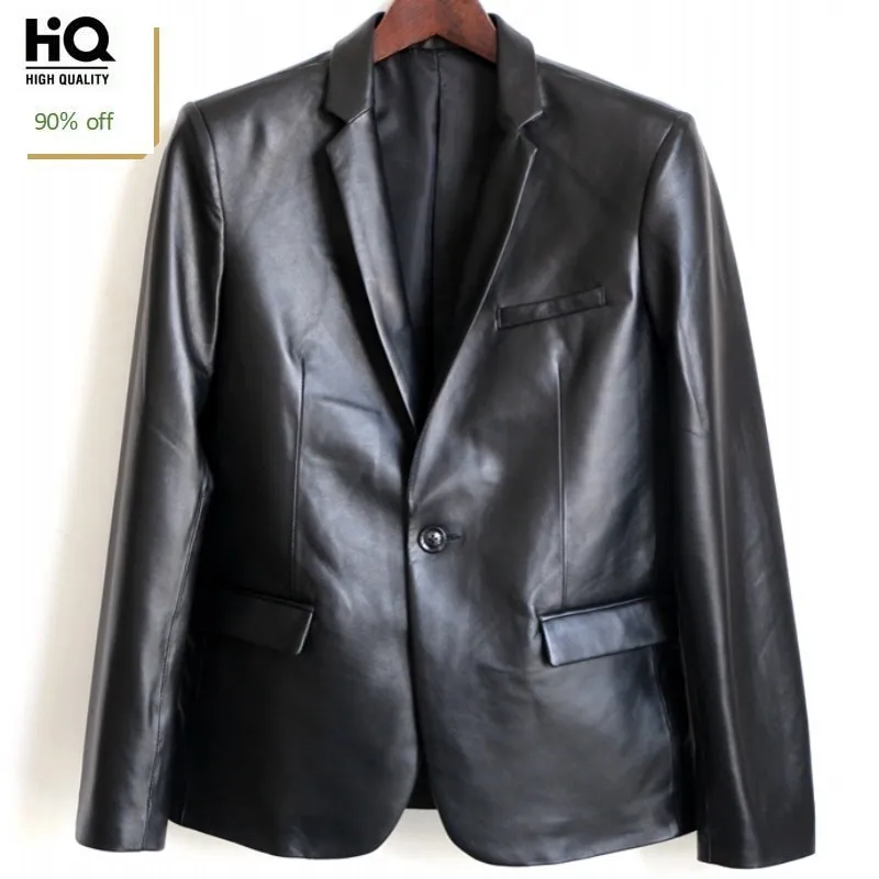 

Italy Design Men Work Blazer Elegant Genuine Leather Formal Slim Soft Sheepskin Jackets High Quality Fashion Real Leather Coats