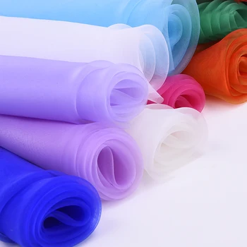 

6 Meters organza fabric embroidery transparent wedding fabric clothing silk fabric wholesale colforful organza wide 150cm