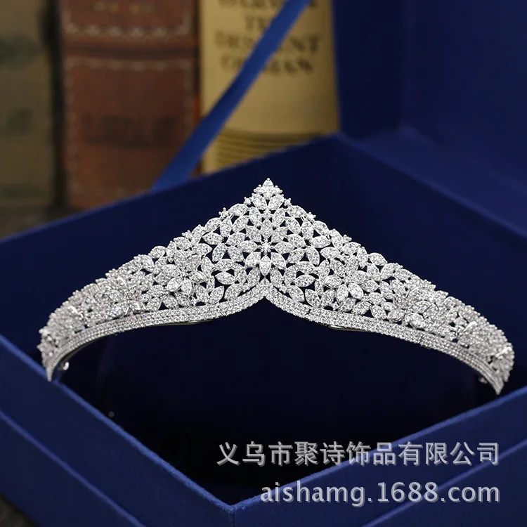 

Bride Headdress European Style Hair Accessories Zircon Crown Princess Crown Accessories Marriage Yarn Formal Dress Accessories