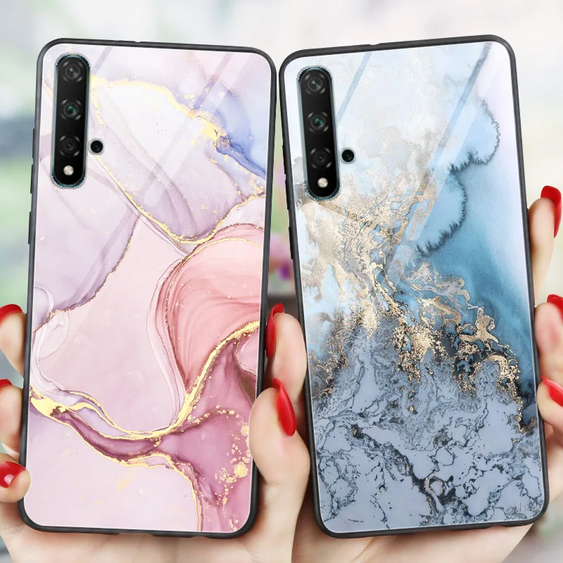 Glossy Bright Marble Case FOR Huawei Honor 10 Lite 10i 20 PRO 20S View 30 Plus 30S 8A Prime 8X 8C 8S 7A 7C Cover Silicone | Мобильные