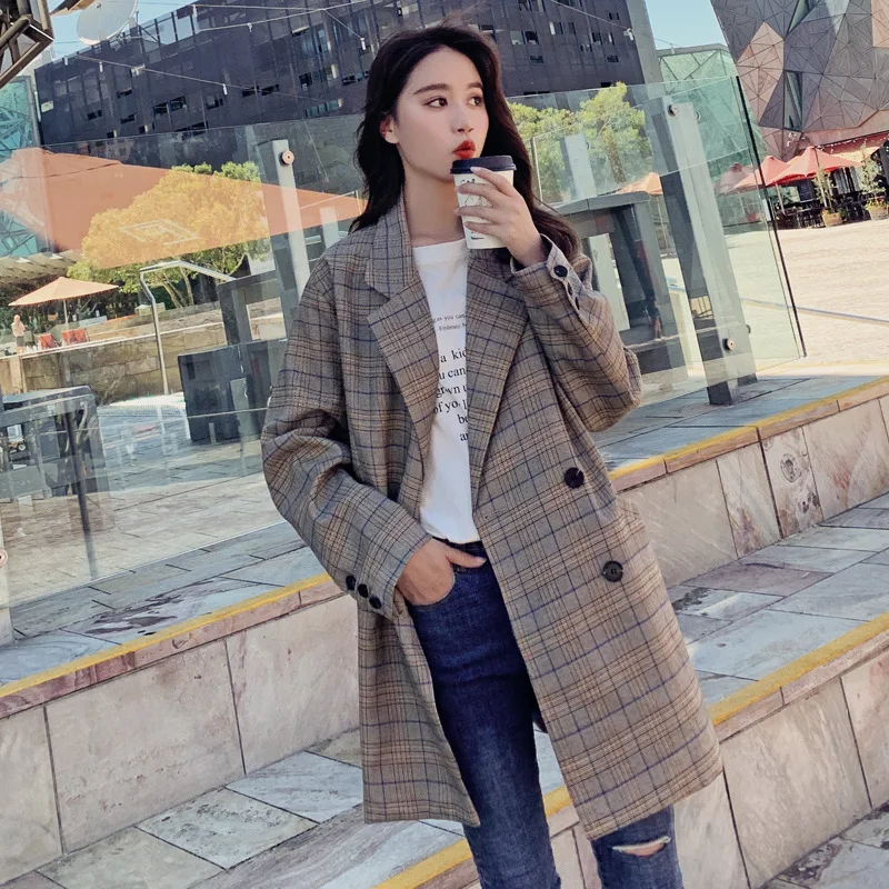 

CHIC Small Suit Coat Women's Loose-Fit Korean-style 2019 Spring And Autumn New Style British-Style Retro Casual Plaid Suit Fashi