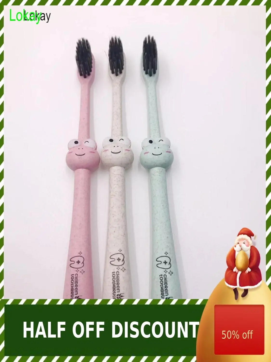 

Kids Manual Toothbrush Wheat Straw Toothbrush Cartoon Frog Toothbrush for Children Oral Care