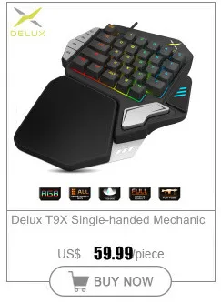 T9-Plus FPS Gaming Keypad Delux Game Titan Single Hand Mechanical Keyboard USB Wired Ergonomic Gameboard Professional Mini Portable One Hand Keypad All 28 Programmable Keys RGB Colorful LED Backlit 