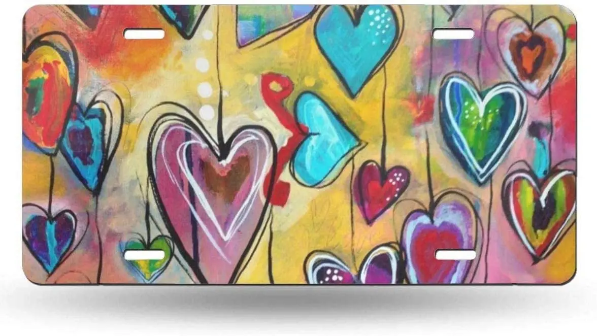 

yunsu Colorful Love Heart License Plate,car Decor Personalise Tag,Novelty Car Front License Plate Metal Aluminum Car Plate