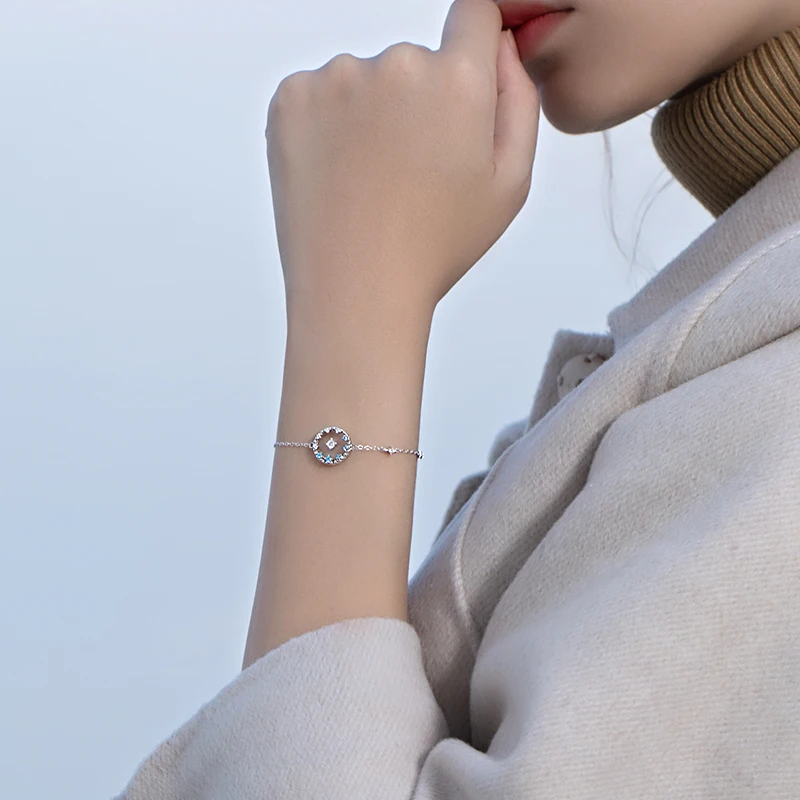 Thaya Sky Mirror Design Bracelet Classic 925 Sterling Silver Handmade Crystal Bracelet for Woman Elegant Special Jewelry
