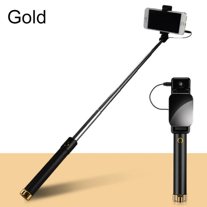 Hot Extendable Mini Selfie Stick Button Wired Silicone Handle Monopod For iPhone Samsung Huawei for Xiaomi Android Selfie stick - Цвет: Цвет: желтый