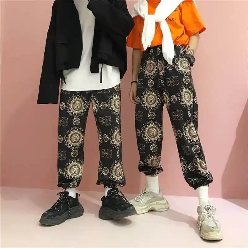 NiceMix женская одежда винтажный принт ulzzang harajuku шаровары женские свободные BF повседневные новые осенние хипстерские Корейская уличная одежда