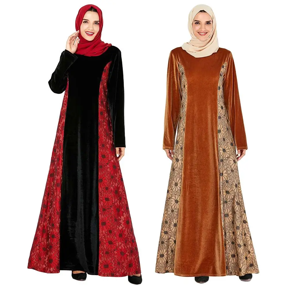 Abaya/женские мусульманские длинные платья из бархата мусульманская одежда