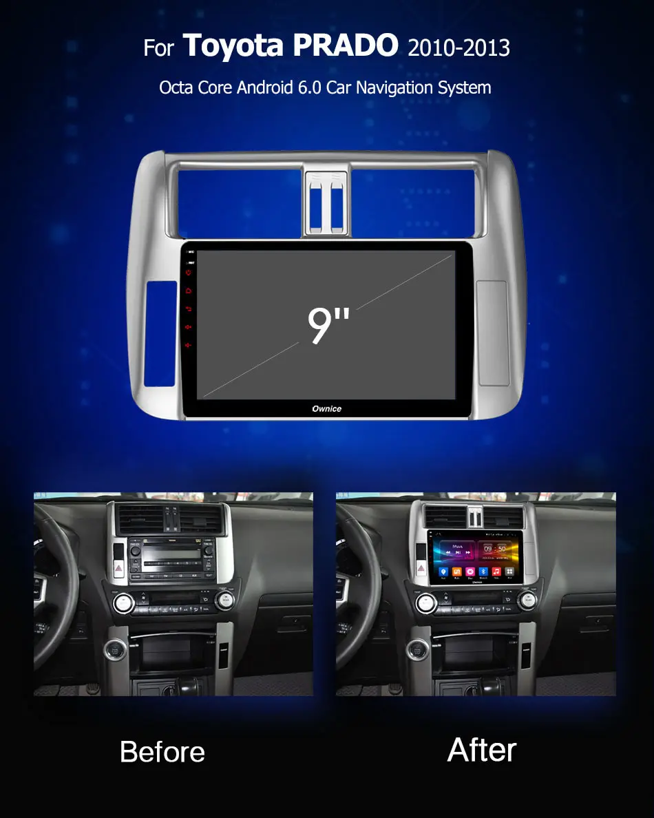 Ownice Android 9,0 8 ядерный 2 Din " Автомобильный радиоплеер для Toyota PRADO 150 2011 2012 2013 4G LTE 4 Гб+ 64 Гб DSP SPDIF