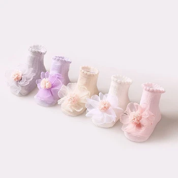

Baby Girl Cute Socks Cotton Lace Flower Socks Party Infant Cotton Newborn Children Soft Crib Socks 0-3Y