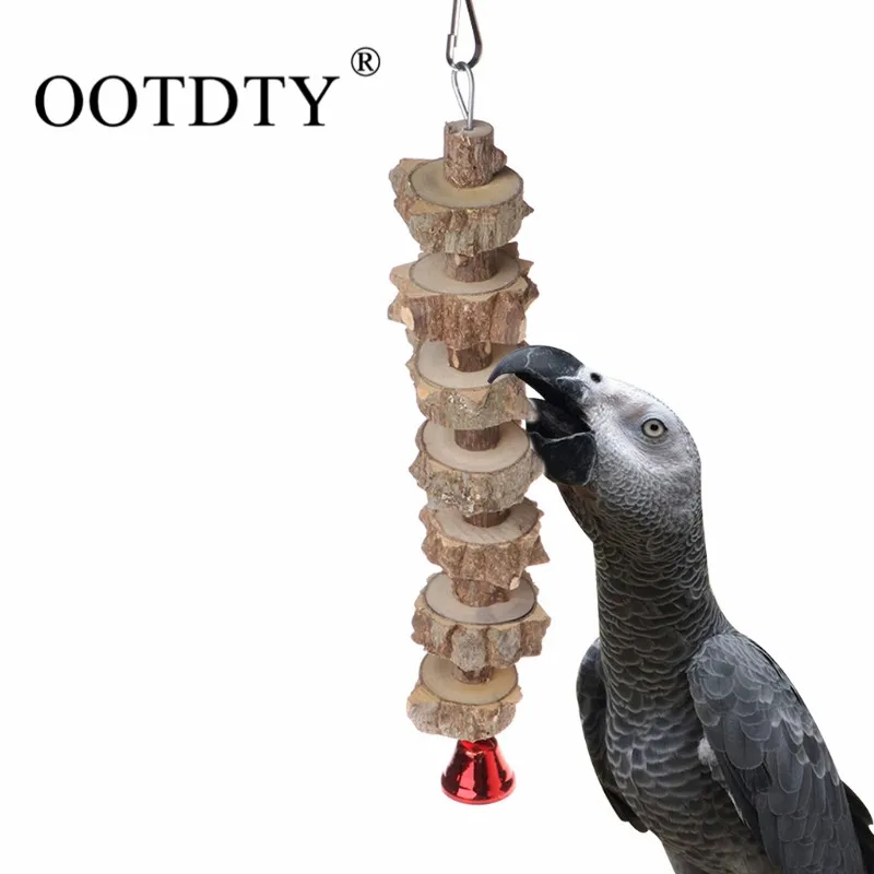 OOTDTY S, L натуральные деревянные птицы, попугаи, игрушки, тренировочная Подвеска для кусания, клетка вогнутая выпуклая