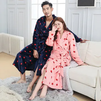 

Female Keep Warm Nightwear Homewear Print Comfortable Casual Soft Bath Gown Sleepwear Flannel Robe Kimono Gown Home Clothing
