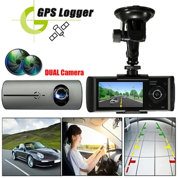 

Auto Car DVR Dash Camera 2.7" HD Dual Lensa Video Recorder G-sensor GPS Wide Angle