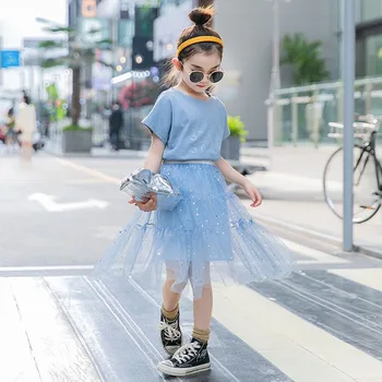 

Girls set dress2020 new summer dress Korean version web celebrity western style children girl princess two sets of dress childre