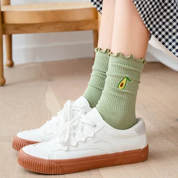 

Korean Streetwear fruit Embroider Cute Socks Women Japanese Harajuku Style Kawaii Socks Autumn Winter for Ladies Носки