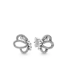 Новинка, настоящее 925 пробы, серебряные серьги-гвоздики с летающей бабочкой для женщин, роскошные для повседневной носки, модные ювелирные серьги