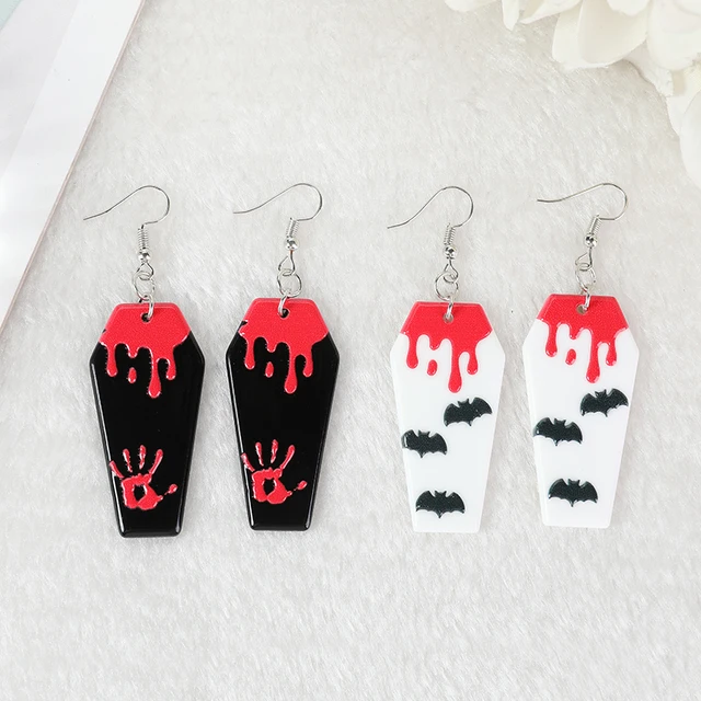 Halloween Skeleton Dangle Earrings, Gothic Punk Skull Drop