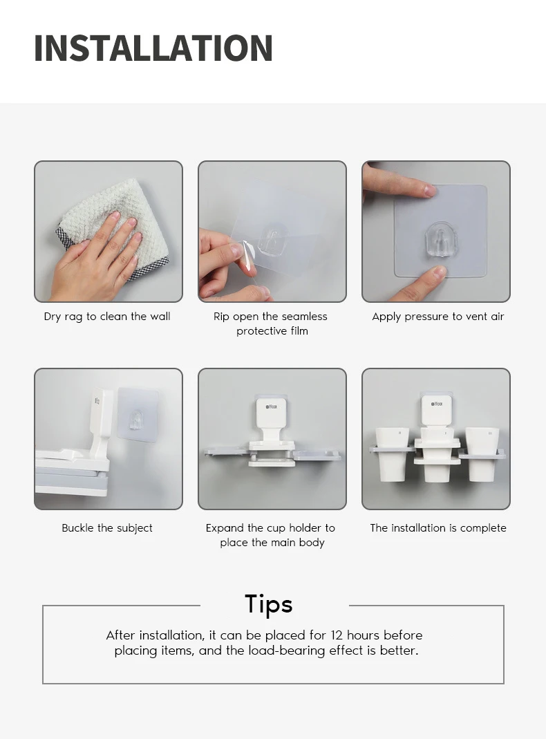 Держатель для зубной щетки с 3 чашками настенный стеллаж мытья в ванной комнате