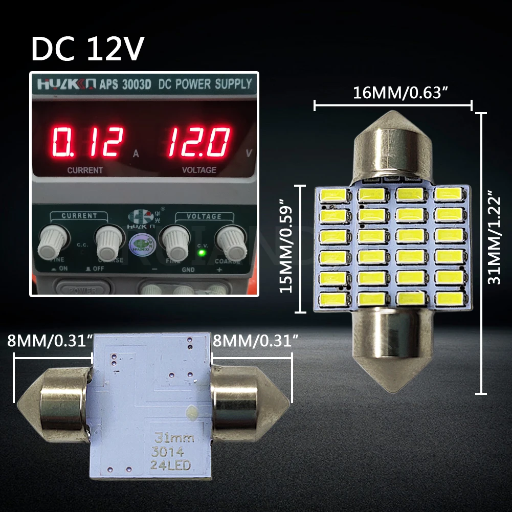 4 шт. 28 мм 31 мм 36 мм FESTOON автомобильные лампы 24smd 3014 чипы C5W дневные ходовые огни 12V Белый номерной знак светодиодный лампы купольный светильник - Испускаемый цвет: 31mm white