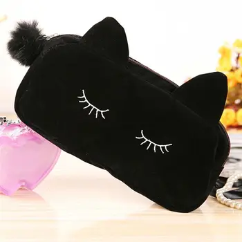 

Cute Make Up Bag Cartoon Cat Coin Storage Case Travel Makeup Flannel Pouch Cosmetic Bag Cases For Women Girls Toiletry Pouch