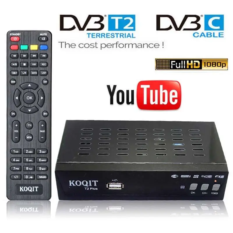 HD 1080P H.264 H.265 DVB-T2 dvb-c ТВ приемник USB dvb t2 кабель тюнера dvb c ТВ тюнер dvb T2 цифровой ТВ приставка Wifi Youtube dvb-кабель