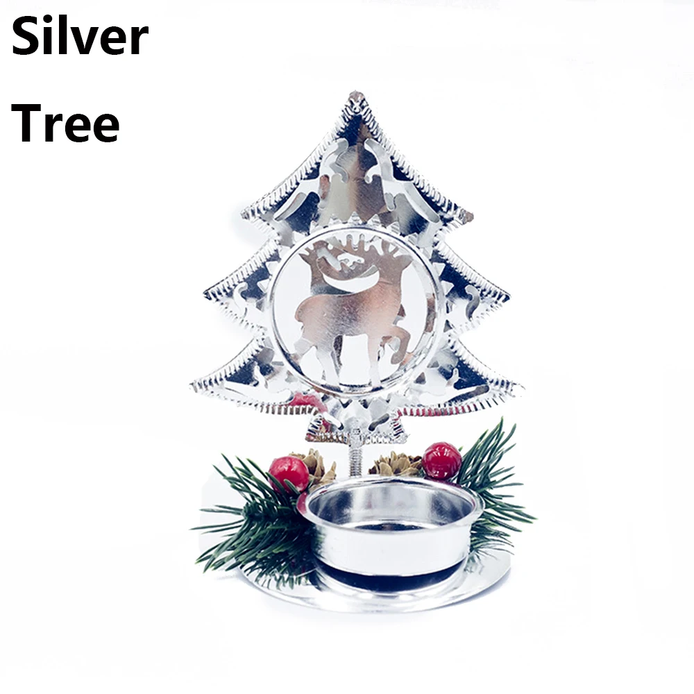 silver-tree 1 шт. рождественские канделябры красный сосновый конус Сращивание подсвечник украшение Новогоднее Ремесло фестиваль вечерние подарки - Цвет: silver-tree