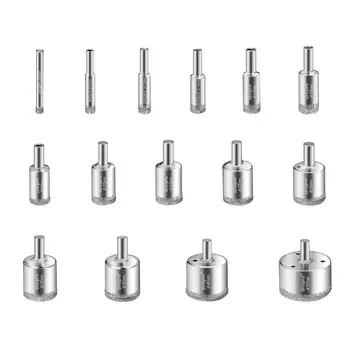 

15pcs Drill Bit Galvanized Diamond Woodworking Drilling Tool Hole Saw Drill Bit Punch Accessories for Marble Tile Glass