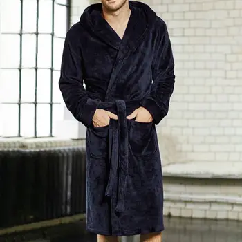 

Fashion Casual Mens Bathrobes Flannel Robe V Neck Long Sleeve Couple Men Woman Robe Plush Shawl Kimono Warm Male Bathrobe Coat