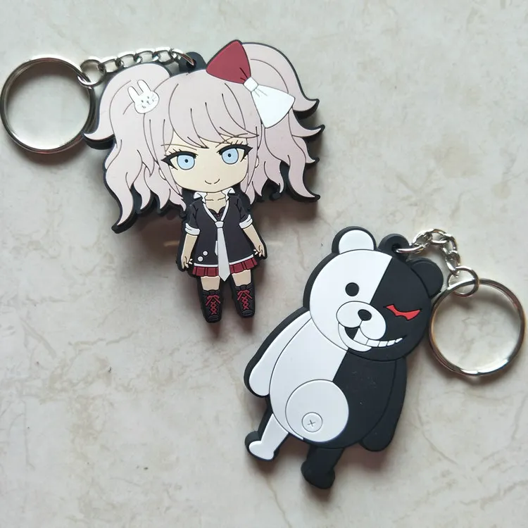 

Japanese cartoon Danganronpa PVC keychain Enoshima Junko monokuma fashion fun pendant breloczek do kluczy keyrings gift kids toy